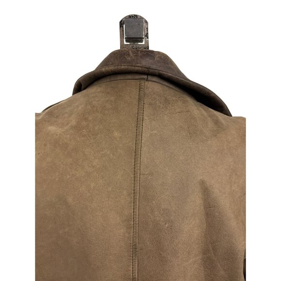 Vintage Midway Brown Genuine Leather Bomber Jacket Size 42 With Front Pockets an - Picture 11 of 16